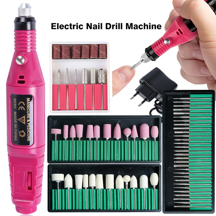 Professional Nail Drill Machine Electric Manicure Milling Cutter Set